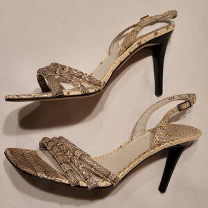 Stuart Weitzman Womens Brown Snake Print Slingback Strappy Sandals 10M Spain